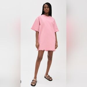 Marques Almeida Frayed Edge Denim Dress Pink Size M Medium